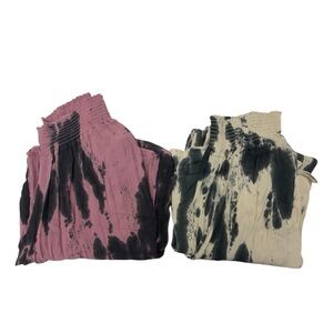 Two Blue Buttercup Mauve and Tan Tie-Dye Wide Leg Rayon Pants Sz Medium